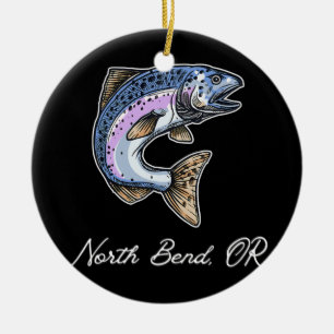 North Bend Oregon Niedliche Silvers Coho Lachse Keramik Ornament