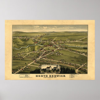 North Berwick ME Panorama Birdseye View 1877 Poster