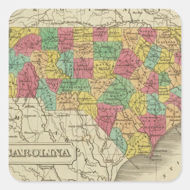 North Carolina 3 Quadratischer Aufkleber (Vorderseite)