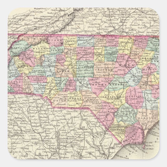 North Carolina 4 Quadratischer Aufkleber (Vorderseite)
