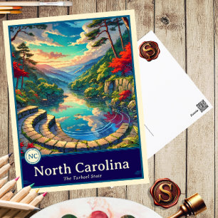 North Carolina   Anime Style Cel Schattenkarte Postkarte