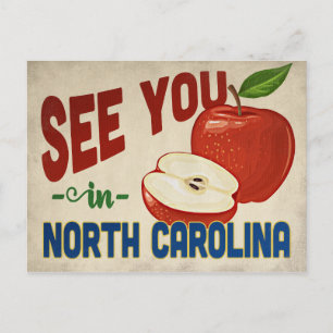 North Carolina Apfel - Vintage Reise Postkarte