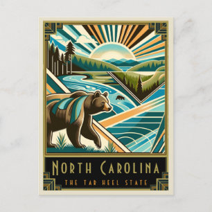 North Carolina   Art Deco Postkarte