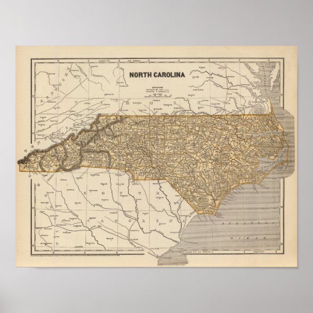 North Carolina Atlas Map Poster (Vorne)