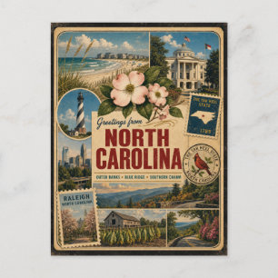 North Carolina Authentische Vintage-Postkarte Postkarte