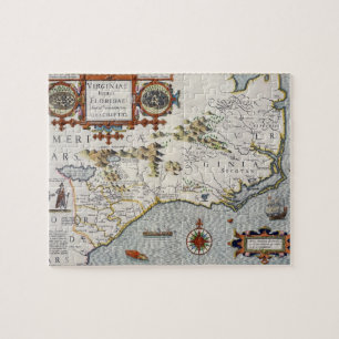 North Carolina, betitelt 'Virginiae Einzelteil und Puzzle
