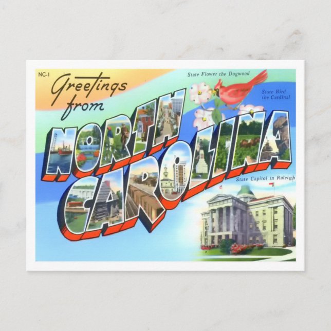 North Carolina Big Letters Postcard Postkarte (Vorderseite)