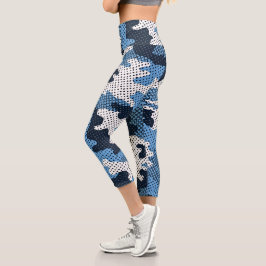 North Carolina Blue & White Heel Camo Printed Capri Leggings