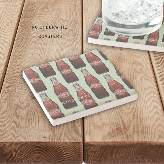 North Carolina Cheerwine Stone Coaster Steinuntersetzer (Nostalgic Cheerwine soda from North Carolina, personalized coasters)