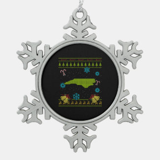 North Carolina Christmas Ugly Shirt Schneeflocken Zinn-Ornament