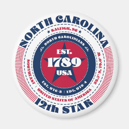 North Carolina Circle Typografy Souvenir Magnet