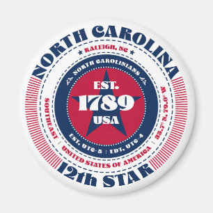 North Carolina Circle Typografy Souvenir Magnet