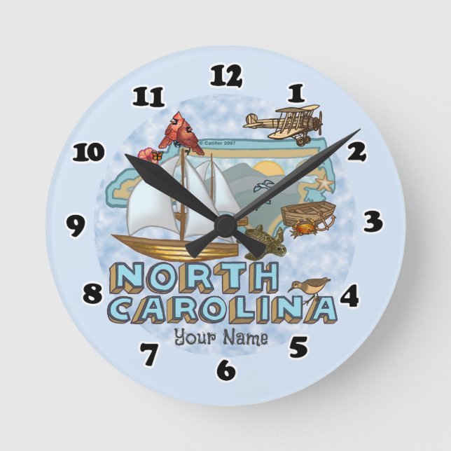North Carolina Clock Runde Wanduhr (Vorderseite)