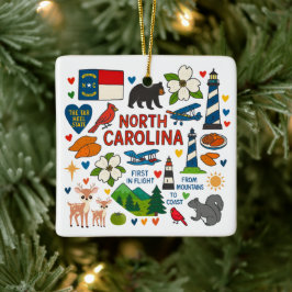 North Carolina Custom Family Trip Christmas Keramikornament