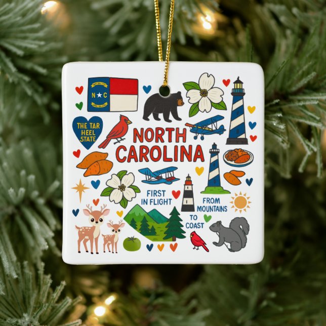 North Carolina Custom Family Trip Christmas Keramikornament (Baum)