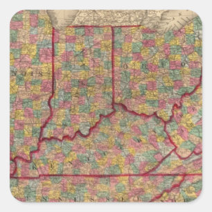 North Carolina Delawares, Illinois, Indiana, Iowa Quadratischer Aufkleber