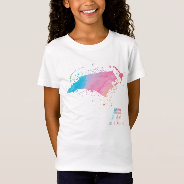 North Carolina der Aquarell-Karten-| T-Shirt (Vorderseite)
