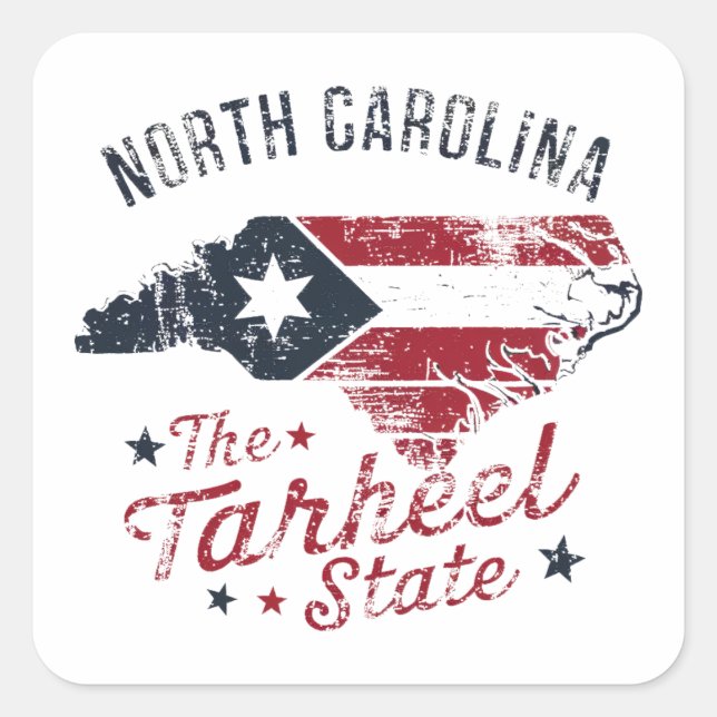 North Carolina Der Staat Tarheel Quadratischer Aufkleber (Vorderseite)