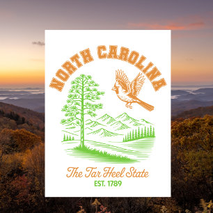 North Carolina Der Tar Heel Staat Gegr. 1789 Reise Postkarte
