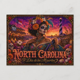 North Carolina Día de los Muertos Retro Postkarte