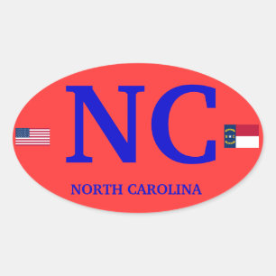 North Carolina* European Style Oval Ovaler Aufkleber