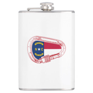 North Carolina Flag Klettersteig Carabiner Flachmann