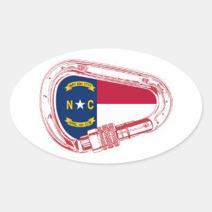North Carolina Flag Klettersteig Carabiner Ovaler Aufkleber