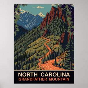 North Carolina, Grandfather Mountain, Reise Poster
