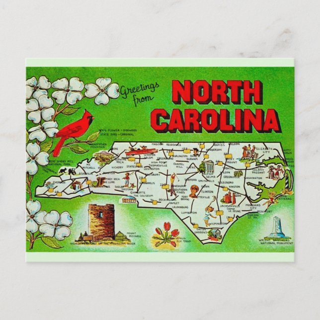 North Carolina Green Greeting Postkarte (Vorderseite)