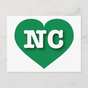 North Carolina Green Heart - I Liebe NC Postkarte