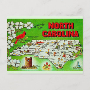 North Carolina Grüne Begrüßung Postkarte