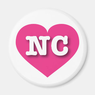 North Carolina Hot Pink Heart - I Liebe NC Magnet