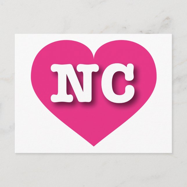 North Carolina Hot Pink Heart - I Liebe NC Postkarte (Vorderseite)