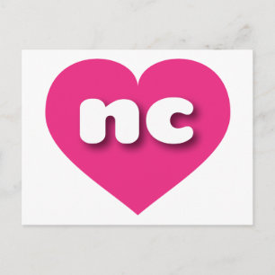 North Carolina Hot Pink heart - I Liebe Postkarte