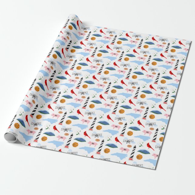 North Carolina Icons Wrapping Paper Geschenkpapier (Ungerollt)