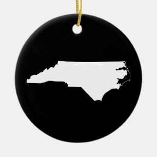 North Carolina in Weiß und Schwarz Keramik Ornament