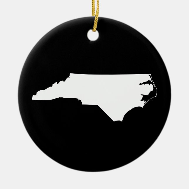 North Carolina in Weiß und Schwarz Keramik Ornament (Vorne)