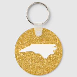 North Carolina in weißem und goldenem Glitter Schlüsselanhänger