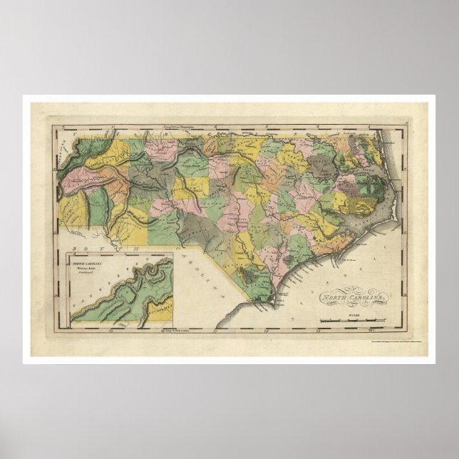 North Carolina Karte 1814 Poster (Vorne)