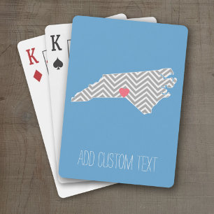 North Carolina Karte mit benutzerdefiniertem Herz Spielkarten