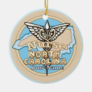 North Carolina Krankenschwester Caduceus Keramik Ornament