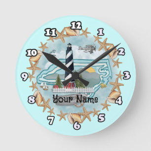 North Carolina Leuchtturm-Uhr Runde Wanduhr