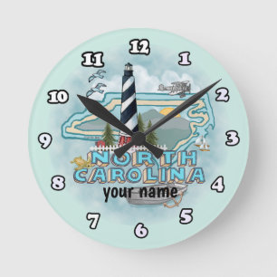 North Carolina Leuchtturm-Uhr Runde Wanduhr