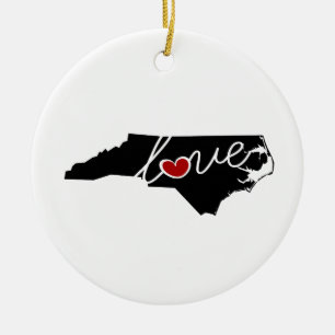 North Carolina Liebe!  Geschenke für NC-Liebhaber Keramik Ornament