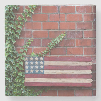 North Carolina, Linville, hölzerne US-Flagge Steinuntersetzer