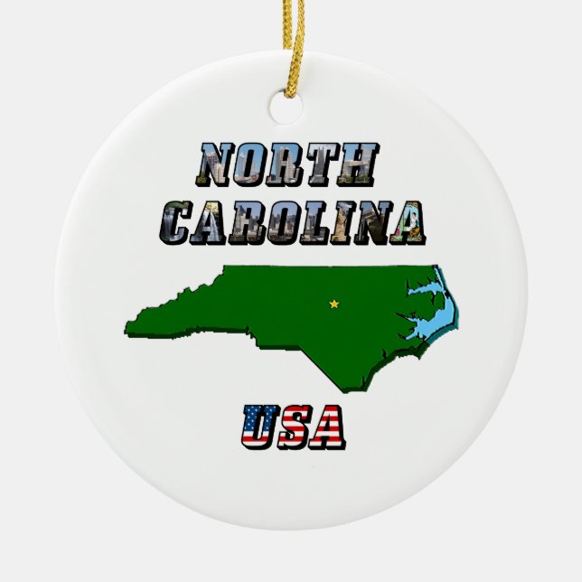 North Carolina Map and Text Keramikornament (Vorne)