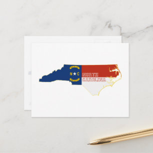 North Carolina Map Forma Staatsflagge Carolinia Postkarte