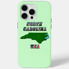 North Carolina Map Kontur, Foto und US Flag Text iPhone 15 Pro Max Hülle
