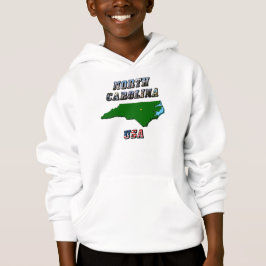 North Carolina Map Kontur, Foto und US Flag Text Hoodie