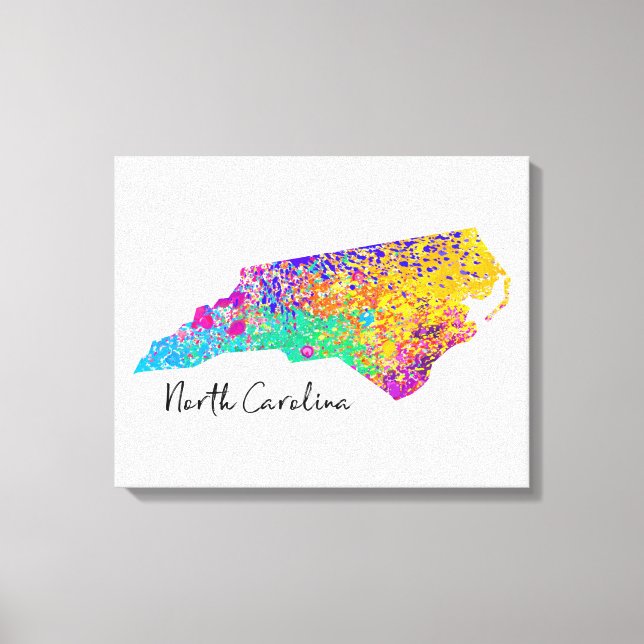 North Carolina Moderne Karte Leinwanddruck (Vorderseite)